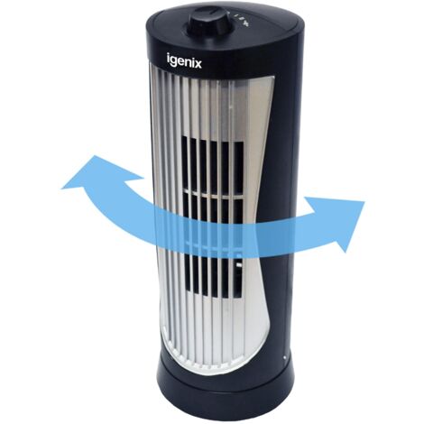 Igenix Mini Tower Fan, Oscillating, 12 Inch, Black - DF0020