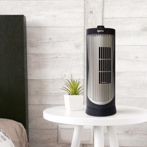 Igenix Mini Tower Fan, Oscillating, 12 Inch, Black - DF0020