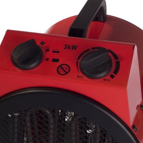 Igenix Commercial Drum Fan Heater, 2 Heat Settings, 3000W, Red - IG9301