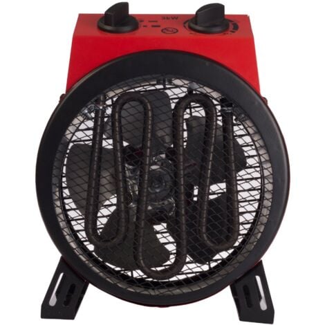 Igenix Commercial Drum Fan Heater, 2 Heat Settings, 3000W, Red - IG9301