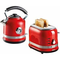 Ariete ARPK30 Moderna Cordless Kettle and 2 Slice Toaster Set, Stainless Steel Body, Red