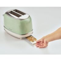 Ariete 0155/14 Retro Style 2 Slice Toaster, 6 Browning Levels and Removable Crumb Tray, Vintage Design, Green