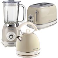 Ariete ARPK25 Retro Style Dome Kettle, 2 Slice Toaster & Jug Blender Set, Vintage Design, Cream