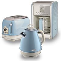 Ariete ARPK9 Retro Style Jug Kettle, 2 Slice Toaster and Filter Coffee Machine Set, Vintage Design, Blue