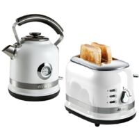 Ariete ARPK32 Moderna Cordless Kettle and 2 Slice Toaster Set, Stainless Steel Body, White