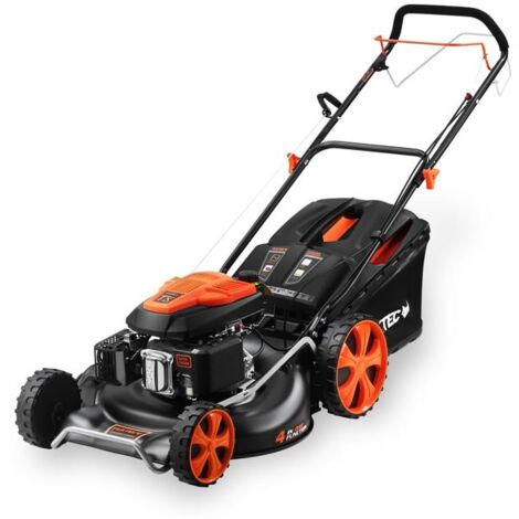 FUXTEC 4in1 Benzin Rasenmäher FX-RM5396 – 5,3PS & 53cm Schnittbreite & Höhenverstellung 25-75mm  70L Grasfangkorb, Mulchfunktion & Seitenauswurf