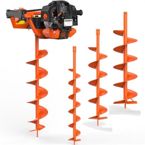 [NEUWERTIG] FUXTEC Benzin Erdbohrer FX-EB152 mit 3 PS, inkl. 3 Bohraufsätzen 100/150 / 200 mm und einzigartigem Ölkontrollfenster Erdlochbohrer Pfahlbohrer