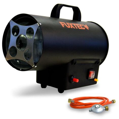 [NEUWERTIG] FUXTEC Industrie Gasheizer GH10 - Gasheizstrahler 10kW mit Thermostat – Bauheizer 300 m³/h Luftdurchsatz Heizgebläse inkl. Druckminderer & Überhitzungsschutz