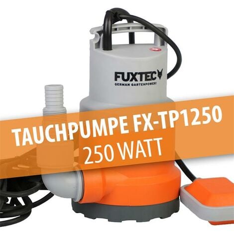 FUXTEC Tauchpumpe Schmutzwasserpumpe Wasserpumpe 250 Watt, max. 6000 l/h,  max. 6 m Förderhöhe, Fremdkörper bis
