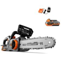 FUXTEC Akku Kettensäge 20V FX-E1KS20 Elektro Motorsäge inklusive 2Ah-Akku und 1A Ladegerät– Schwertlänge 10“, Kettengeschwindigkeit 5 m/s Für Holz- und Gartenarbeiten