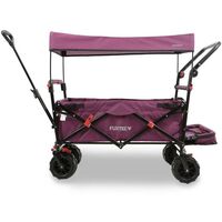 FUXTEC Beach Bollerwagen faltbar FX-CTB800 Purpur mit Dach - Strandwagen klappbar extra breite Räder Schiebegriff & Innenraumverlängerung Feststellbremse Handwagen/Leiterwagen - Das Original