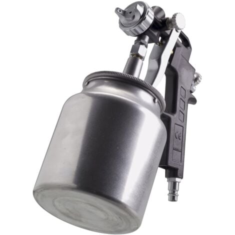 FERM Pistola de pintura - Neumática - Vaso de aluminio 750cc - Max. 6 bar - Suministro de pintura ajustable - Patrón de pulverización fácilmente ajustable