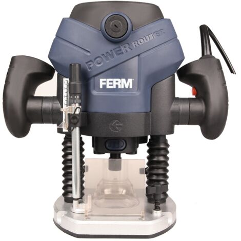 FERM Fresadora de precisión – Fresadora de inmersión - 1300W - 6-8mm – Luz de trabajo LED – Extractor de polvo – Con guía paralela, guía de plantilla y 6 fresas