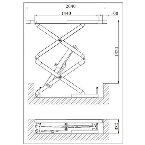 Pont élévateur à ciseaux encastré