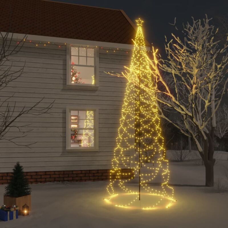 LED-Weihnachtsbaum，Outdoor-Lichterketten，Weihnachtsschmuck/Weihnachtsdekoration  mit Metallstange 1400 LEDs Warmweiß 5 m CIW10607MaisonChic