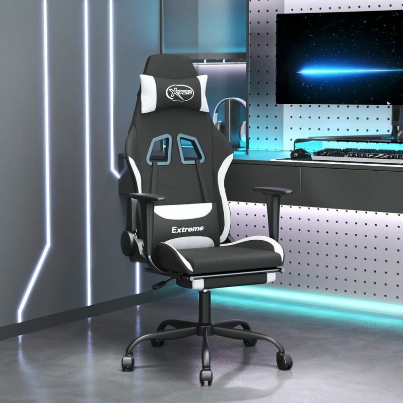 Ergonomischer Gaming Stuhl Bürostuhl Drehstuhl USB Massage Lendenkissen  Fußstütz