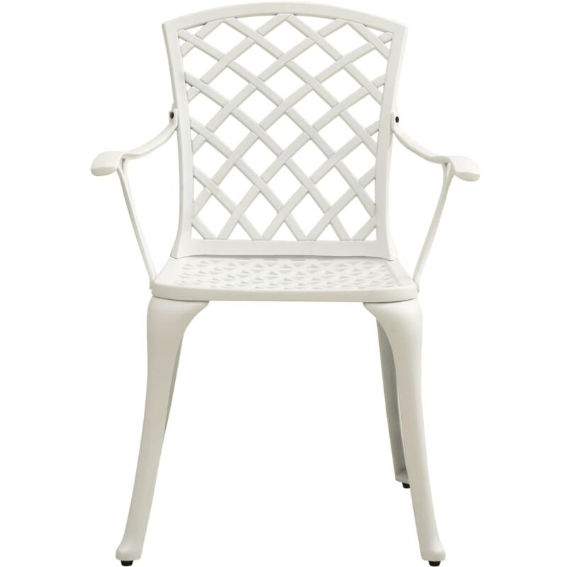 2er Set Gartenstühle Gartensessel Stühle für Garten Terrasse Balkon  Aluminiumguss Weiß DE80544