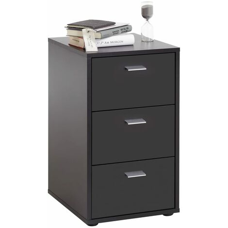 Nachttisch  Nachtkommode mit 3 Schubladen  Nachtschrank Schwarz FNTDX550513 MaisonChic