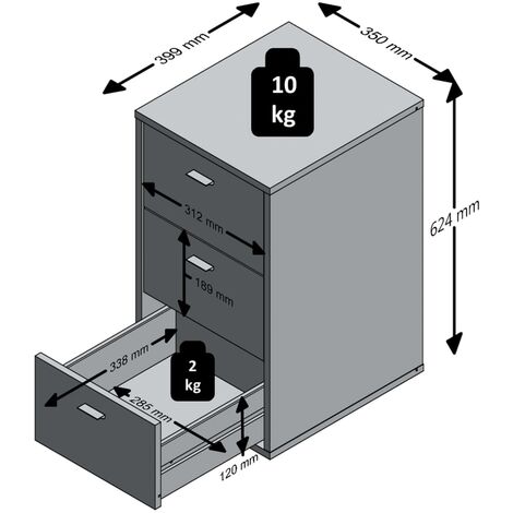 Nachttisch  Nachtkommode mit 3 Schubladen  Nachtschrank Schwarz FNTDX550513 MaisonChic