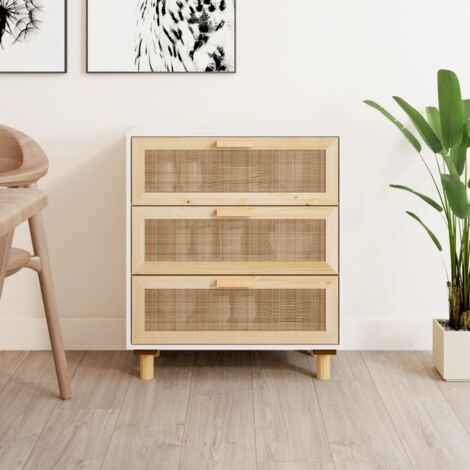 HAUSPROFI Rattan Sideboard Mit Arbeitsplatte – Großer Aufbewahrungsschrank Für Küche, Wohnzimmer & Flur
