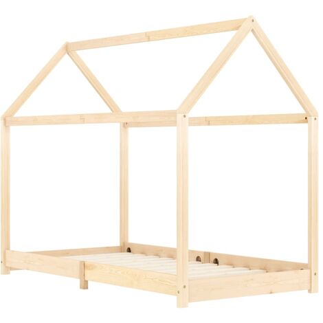 VidaXL Tipi-Kinderbett Aus Massivholz – Hausbett Für Kleinkinder Ab 4 Jahren, 80x160 Cm (Schwarz)