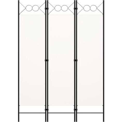 Mingone Raumteiler 260x176 Cm - 3-teiliger Paravent Aus Polyester Weiß