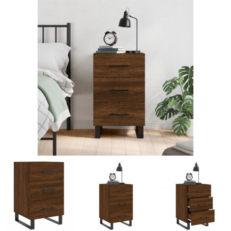 Eleganter Nachttisch Mit Schublade Schwarz Eichenoptik 20x36x60cm - Platzsparend Für Schlafzimmer