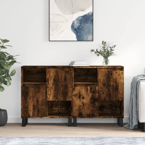 Kommode Mit Türen VidaXL Sideboard, Kommode Mit Viel Stauraum, Mehrzweckschrank Anrichte Für Wohnzimmer, Schrank Beistellschrank Metallbeine, Modern, Schwarz Holzwerkstoff Sideboard Schwarz