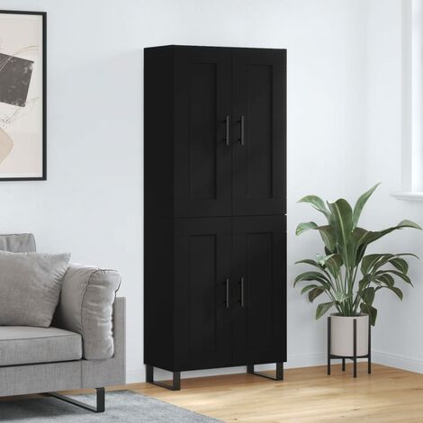 VidaXL Highboard Schwarz 68x37x142cm - Beistellschrank Mit Türen Für Wohnzimmer