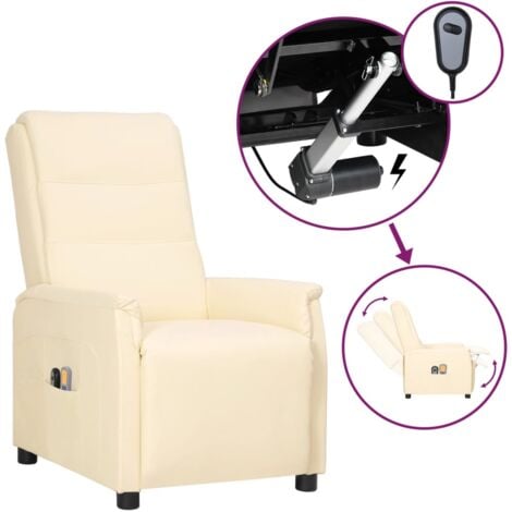 Elektrischer Sessel TV Creme DE77883 Kunstleder Massagesessel Relaxsessel
