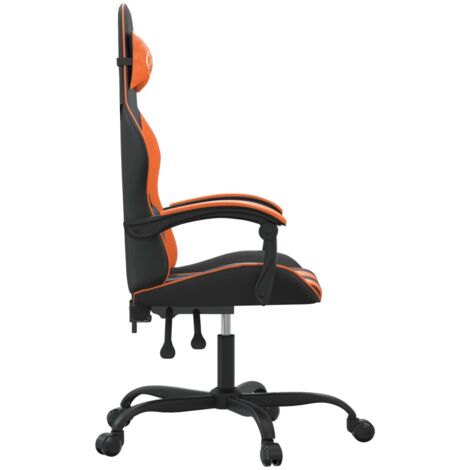 Gaming-Stuhl mit Fußstütze Drehbar Schwarz & Orange Kunstleder