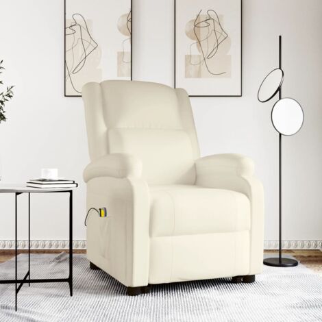 Elektrischer TV Kunstleder Aufstehhilfe DE30189 Sessel Relaxsessel Creme mit Massagesessel