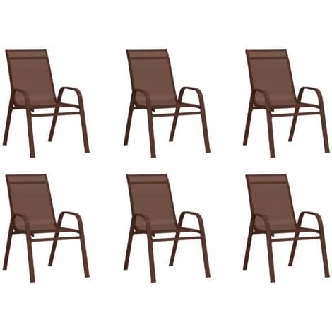 6er Set Gartenstühle Gartensessel Klappbare Stühle Terrasse für Braun Garten Balkon Textilene DE55540