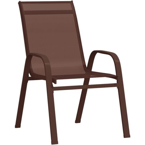 6er Set Gartenstühle Gartensessel Klappbare Stühle für Garten Terrasse  Balkon Braun Textilene DE55540