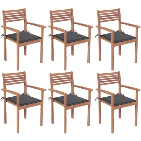 6er Set Gartenstühle Gartensessel Stapelbare mit Kissen Stühle für