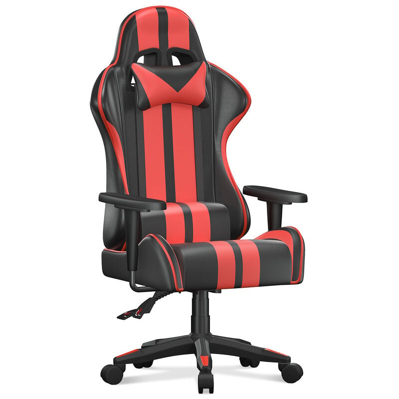 Bigzzia High-Back Gaming Chair PC Office Chair Computer Racing Chair PU  Desk Task Chair Ergonomic Executive Swivel Rolling Chair with Lumbar  Support for Back Pain Women, Men (Red) 