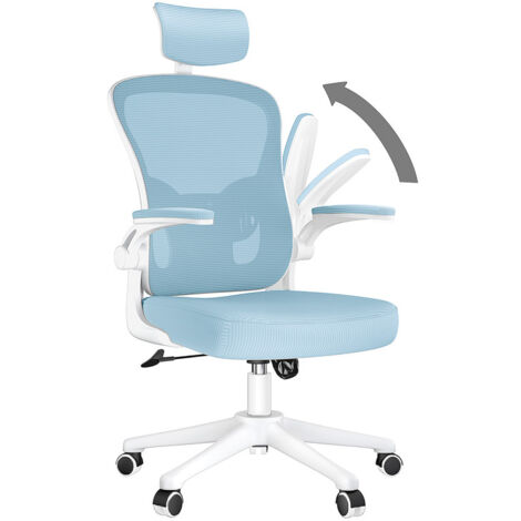 Office Chair with Lumbar support - Bigzzia Desk Chair with Adjustable Headrest - Swivel Mesh Chair - BLUE