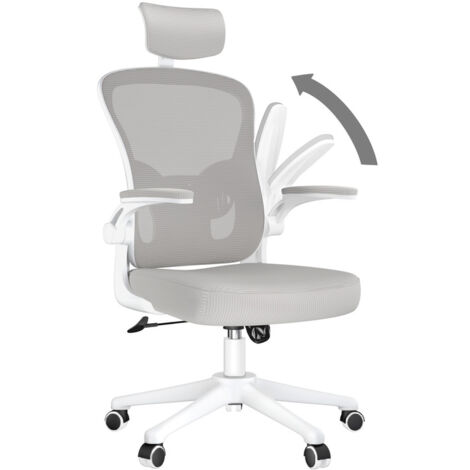 Office Chair with Lumbar support - Bigzzia Desk Chair with Adjustable Headrest - Swivel Mesh Chair - GRAY
