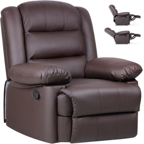Recliner Chair 110-160° adjustable, Bigzzia Sofa Armchair, Living room armchairs Adjustable Leg Rest, Reclining Functions, Brown