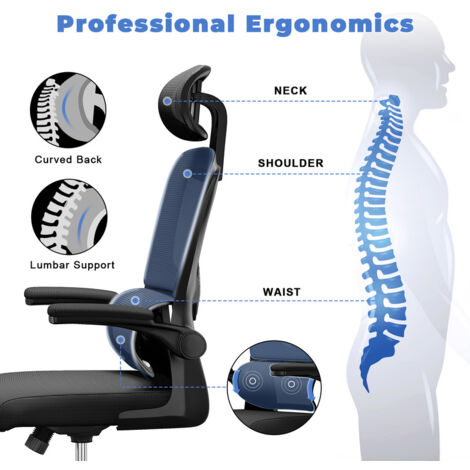 Ergonomic Mesh office chair with lumbar support, Bigzzia High Back Reclining desk chair with reliable Armrests, Swivel Computer Task Chair, Black