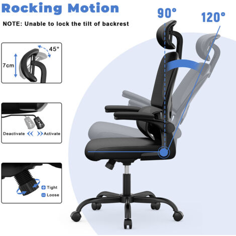 Ergonomic Mesh office chair with lumbar support, Bigzzia High Back Reclining desk chair with reliable Armrests, Swivel Computer Task Chair, Black