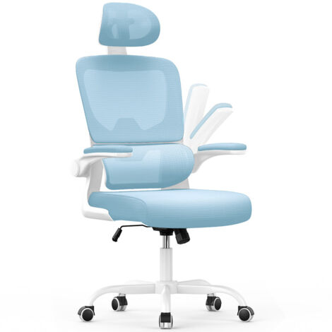 Ergonomic Mesh office chair with lumbar support, Bigzzia High Back Reclining desk chair with reliable Armrests, Swivel Computer Task Chair, Blue