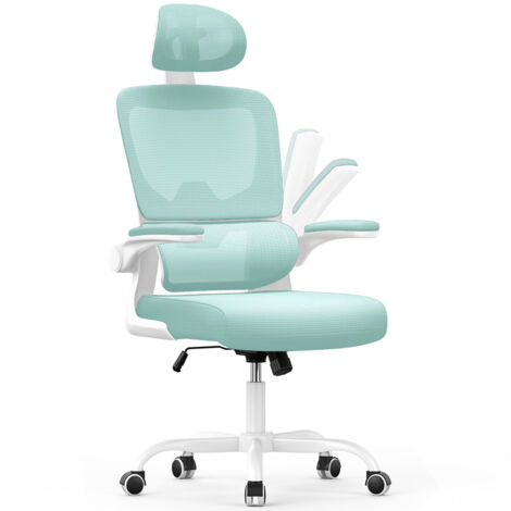 Ergonomic Mesh office chair with lumbar support, Bigzzia High Back Reclining desk chair with reliable Armrests, Swivel Computer Task Chair, green