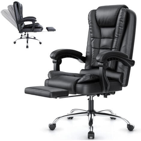Office chair - bigzzia desk chairs with footrest and Lumbar Support Ergonomic - Computer Desk Chair Adjustable Back Rest - executive office chair Recliner - black