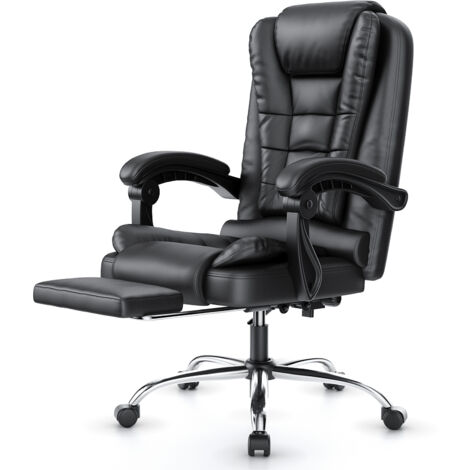 Office chair with footrest, bigzzia executive office chair with lumbar Support, Ergonomic Recliner Computer desk chairs, Swivel Chair, Black