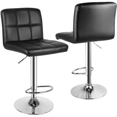 Bar Stools Set of 2 in PU Leather Height Adjustable Swivel Stools for Kitchen Home Bar Restaurant, Black, Bigzzia