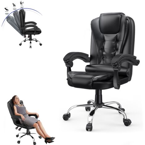 Executive Office Chair - naspaluro High Back Desk Chair - Ergonomic Recliner Computer Chair - PU Leather Gaming Chair with Tilt Function Heavy Duty for Home Office Working - Black