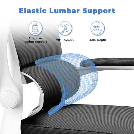Office Desk Chair - bigzzia high back Mesh Office Chair with Flip-Up Armrest - Computer Chair with Back Support and Headrest - White