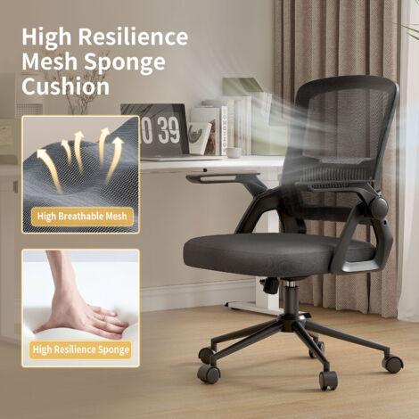 Office Chair Ergonomic - Naspaluro Desk Chair with Lumbar Support - Computer Swivel Office Chair - Adjustable Rocking Function 90-105° - Height Adjustable - Black