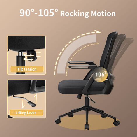 Office Chair Ergonomic - Naspaluro Desk Chair with Lumbar Support - Computer Swivel Office Chair - Adjustable Rocking Function 90-105° - Height Adjustable - Black
